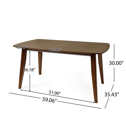 7-Piece Mid-Century Dining Set with Walnut Finished Frame, Upholstered Dining Chairs,Light Beige Chairs and Walnut Wood Table-2