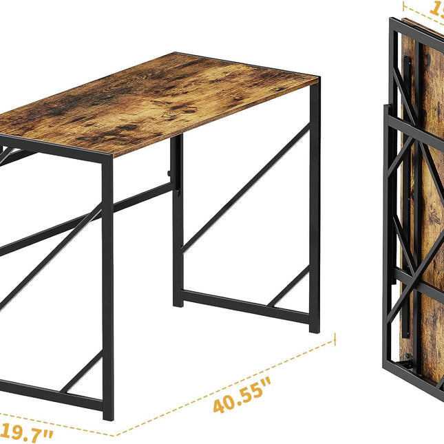 Folding Desk Writing Computer Desk for Home Office, No-Assembly Study Office Desk Foldable Table for Small Spaces-1