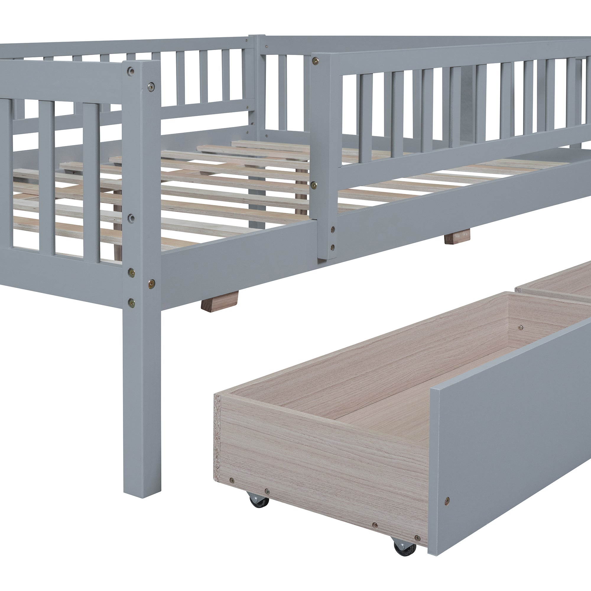 Full Size Daybed Wood Bed with Two Drawers