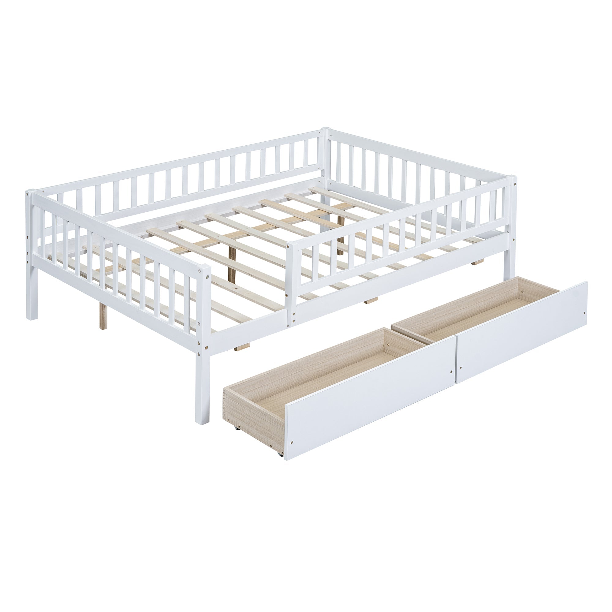 Full Size Daybed Wood Bed with Two Drawers