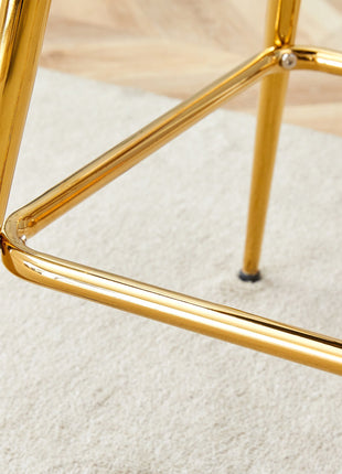 A set of 4 rotating bar stools, equipped with breathable linen cushions - beige seats with golden metal legs, suitable for the height of the kitchen island, dining table or bar counter-4