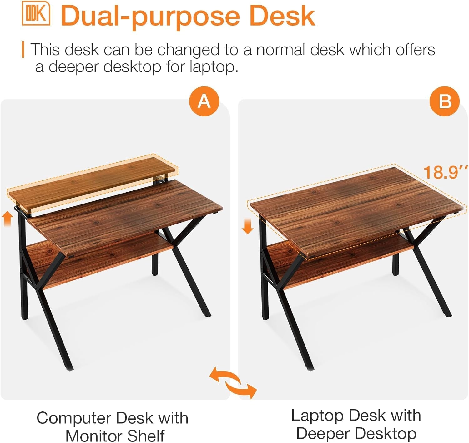 Small Desk, 27.5 Inch Small Computer Desk for Small Spaces, Compact Desk with Storage, Tiny Desk Study Desk with Monitor Stand for Home Office, Espresso-4