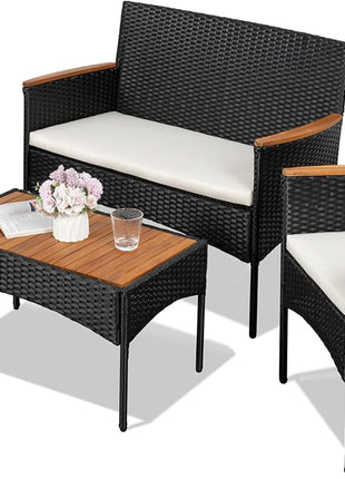Outdoor Wicker Patio Furniture Set with Cushions-0