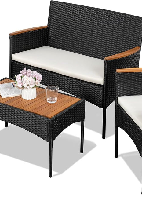 Outdoor Wicker Patio Furniture Set with Cushions-0