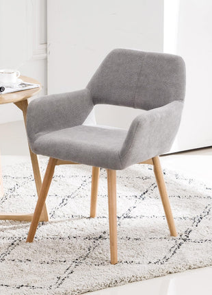 Desk Chair No Wheels Comfy Accent Chair for Living Dining Room Bedroom Vanity Chair Makeup Chair Home Office Mid Century Modern Upholstered Arm Chair Sofa Chair (Gray, 1)-2