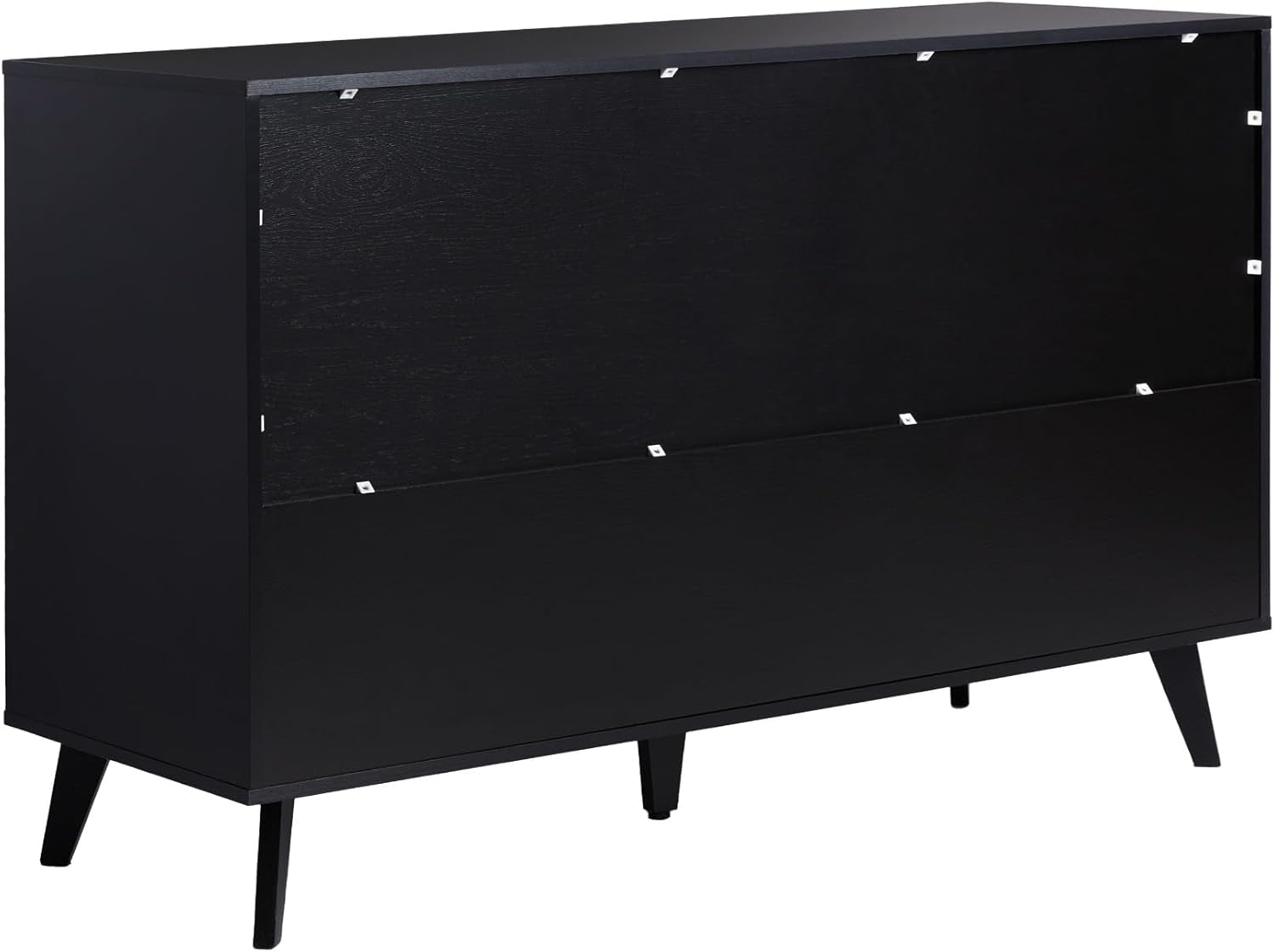 Modern Six Drawer Dresser Black 52 Inch Bedroom Storage