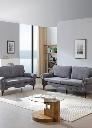 2 Piece Sectional Sofa Set with Movable Pillows, 5 Seat Convertible  Couch Sets,  Upholstered Sofa for Living Room Office, Bedroom & Apartment,  Gray-0
