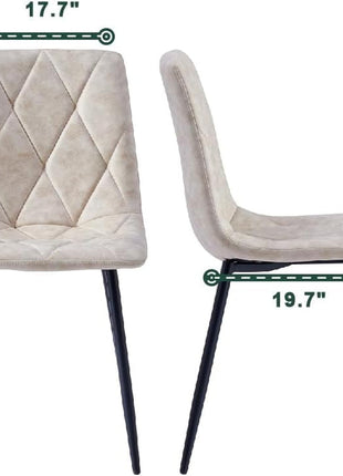 4 Set of Dining Chairs, Metal Frame Dining Chair for Kitchen Room,Technology Cloth Seat Chair for Living Room, Bedroom(Beige)-1