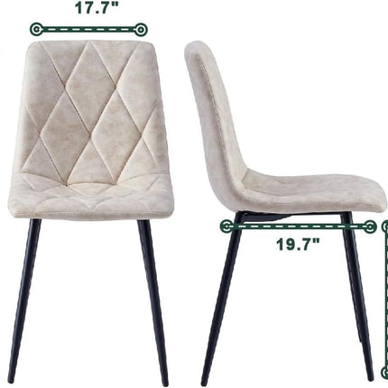 4 Set of Dining Chairs, Metal Frame Dining Chair for Kitchen Room,Technology Cloth Seat Chair for Living Room, Bedroom(Beige)-1