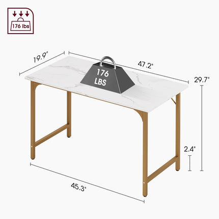 Computer Desk,47 Inches Home Office Desk Writing Study Table Modern Simple Style PC Desk with Metal Frame,Gold-2