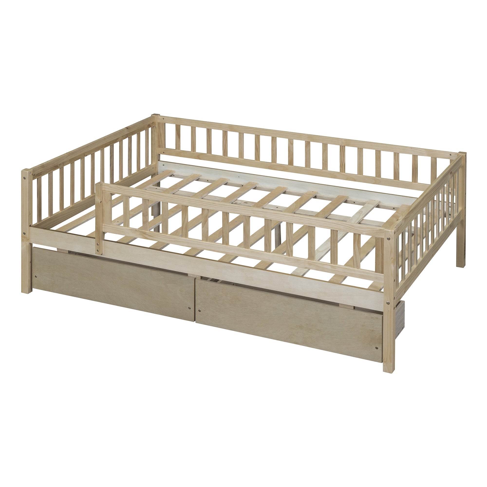 Full Size Daybed Wood Bed with Two Drawers