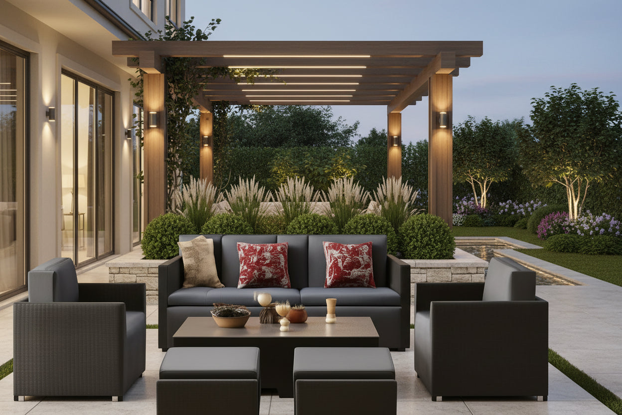 Outdoor Patio Conversation Set All Weather Gray Sectional-0