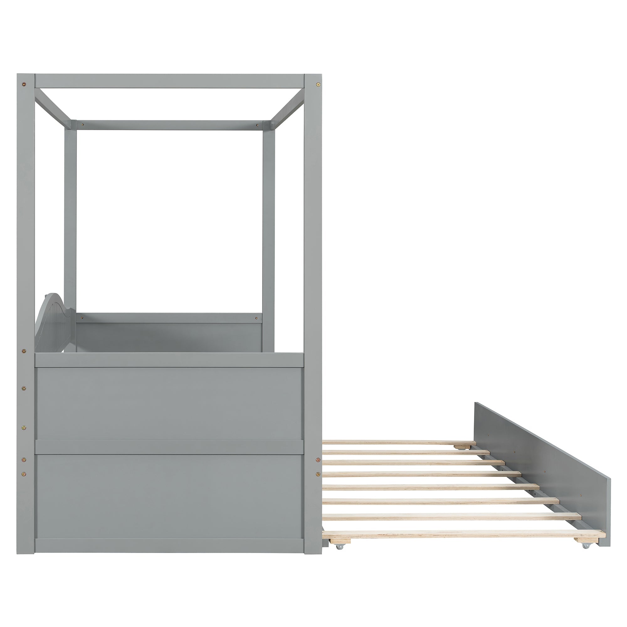 Twin Size Canopy Day Bed with Twin Size Trundle and Underbed Storage