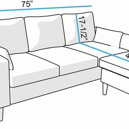 3 Seater Sofa with Ottoman Footstool Sofa Set, L Shape Corner Convertible Chaise Sofa,195 Cm Couch Furniture for Living Room (Grey)