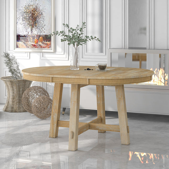 Farmhouse Round Extendable Dining Table-1