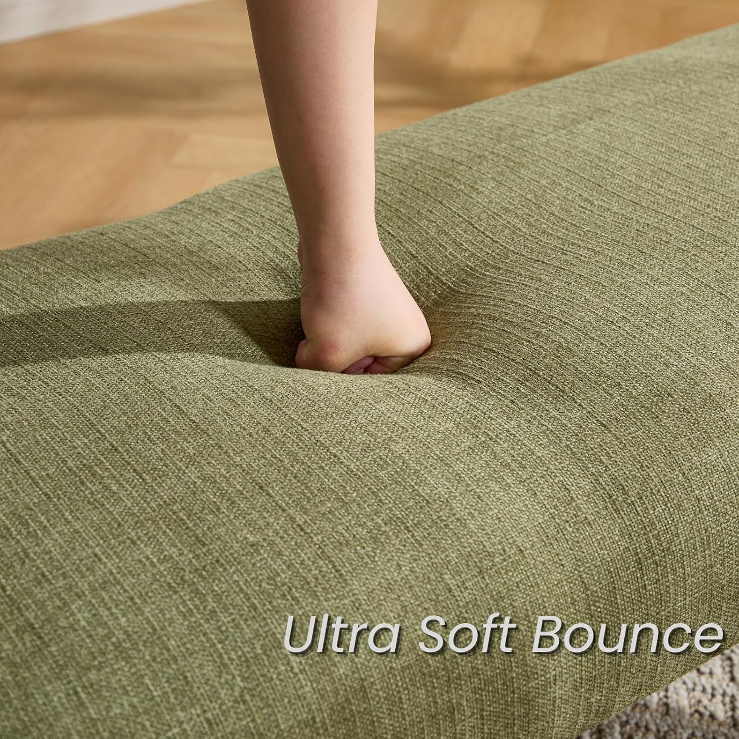 Hardy Haus 51-Inch Wide Linen Textured Emerald Ottoman Bench