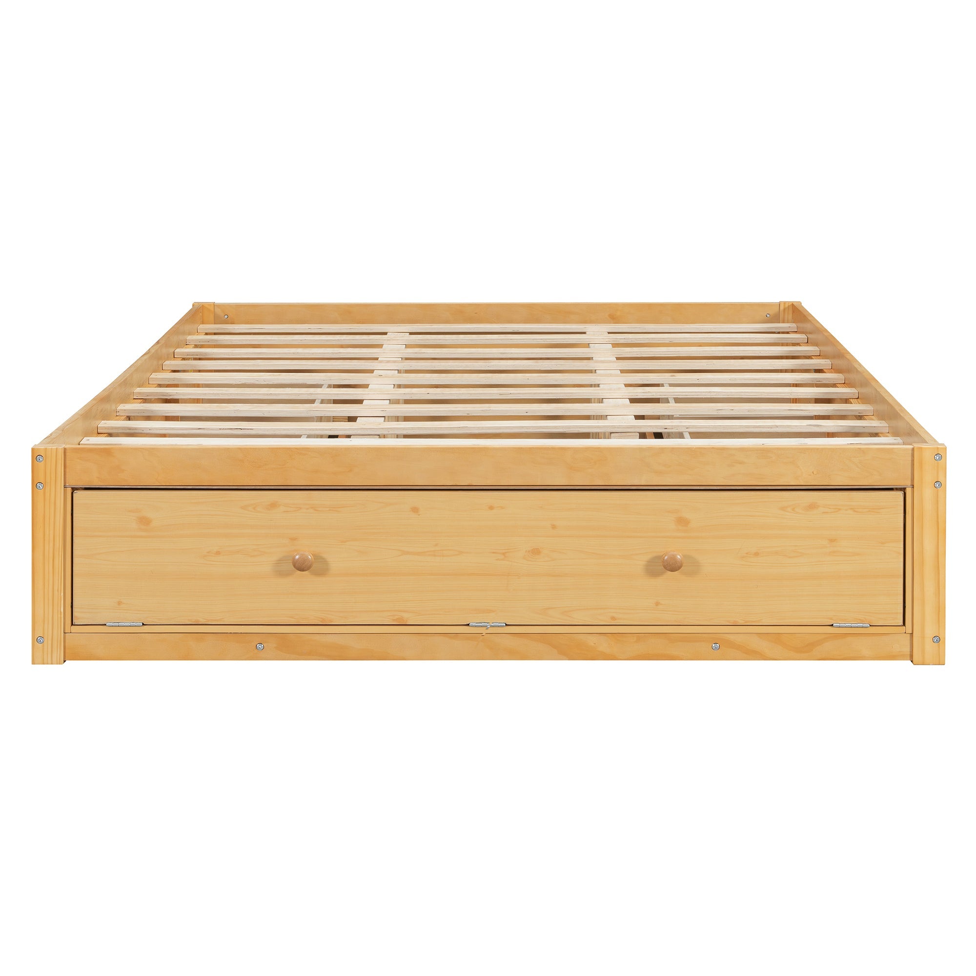 Platform Bed Frame with 4 Storage Drawers and Hydraulic Lift Footboard