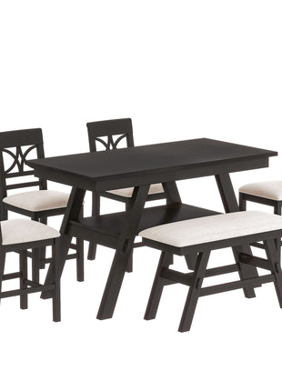 6-Piece Wood Counter Height Dining Table Set-0