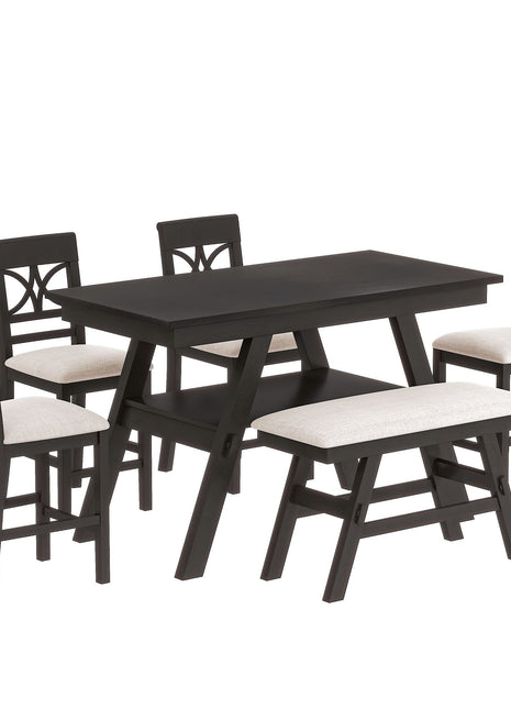 6-Piece Wood Counter Height Dining Table Set-0