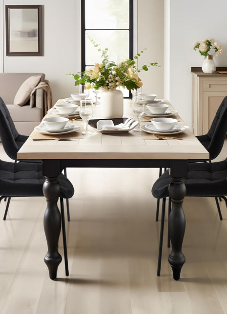 Velvet Dining Chairs, Upholstered Reception Chairs, Tufted Accent Chair with Metal Legs for Home Kitchen, Living Room, Set of 2, Black-2