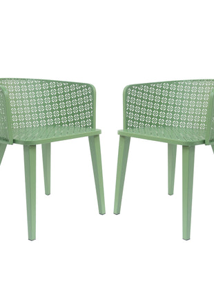 Milan Outdoor Dining Chair Set of 2 in Green Iron with Modern Design and Comfortable Dimensions-0