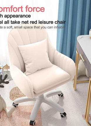 Home Office Chair Computer Chair with Mid-Back Upholstered Modern Tufted Computer Task Chair Swivel Height Adjustable Velvet Accent Chair.-4