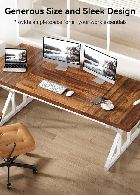 70.8-Inch Large Executive Desk, Modern Computer Office Desk, Wooden Writing Desk Study Table for Home Office-4