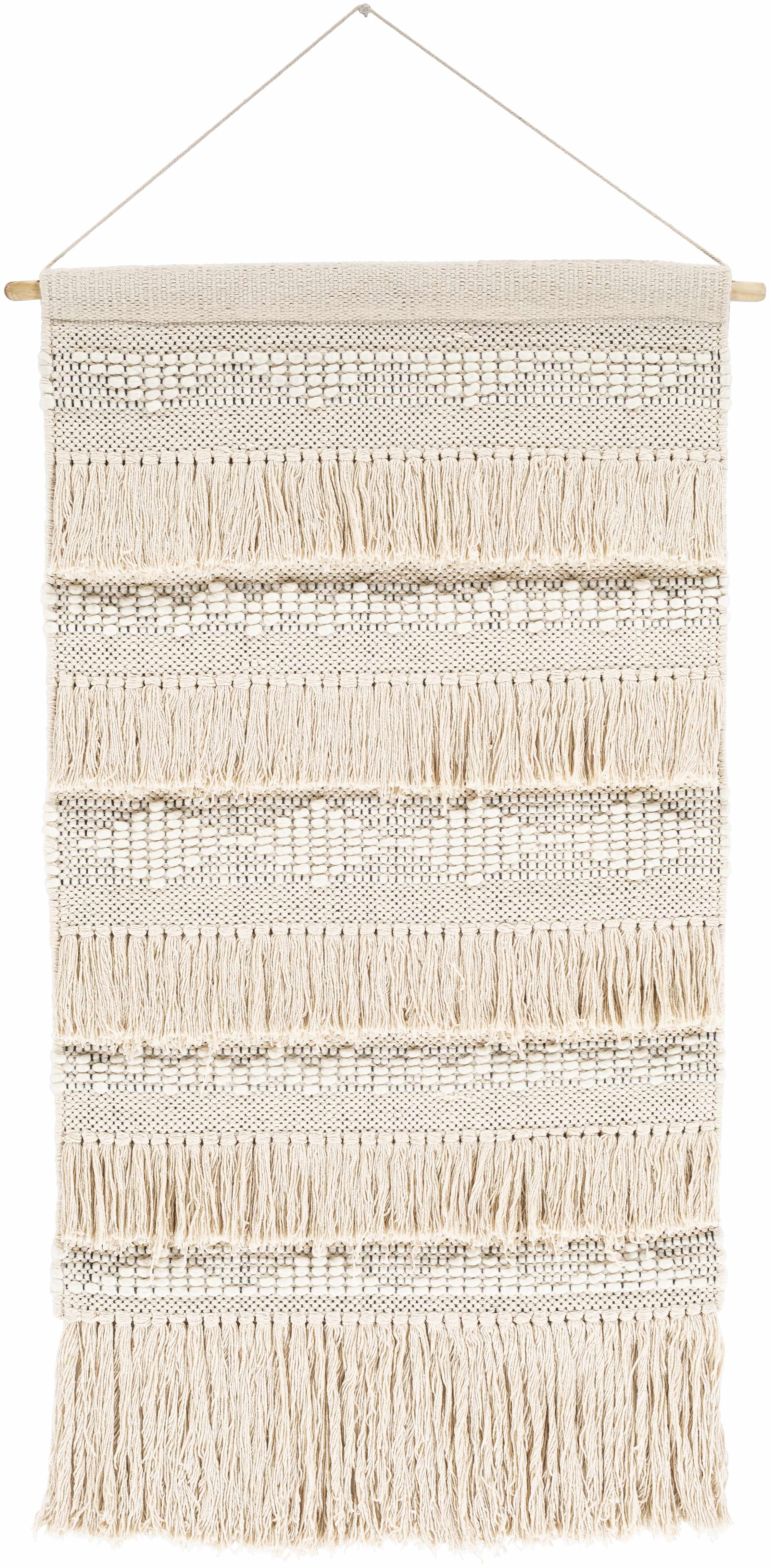 Brookesmith Cream Fringed Patterned Wall Hanging-0