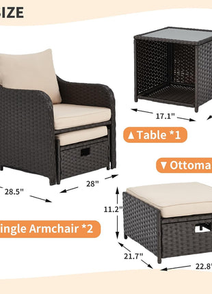 Five Piece All Weather Wicker Patio Furniture Set-2