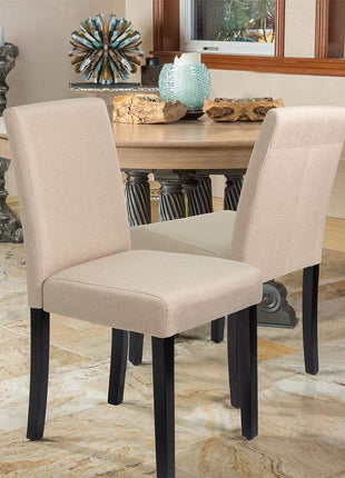 Dining Chairs Urban Style Fabric Parson Chairs Kitchen Living Room Armless Side Chair with Solid Wood Legs Set of 4 (Beige)-4