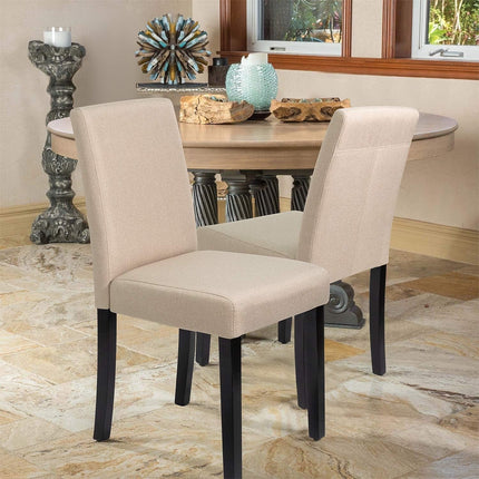 Dining Chairs Urban Style Fabric Parson Chairs Kitchen Living Room Armless Side Chair with Solid Wood Legs Set of 4 (Beige)-4