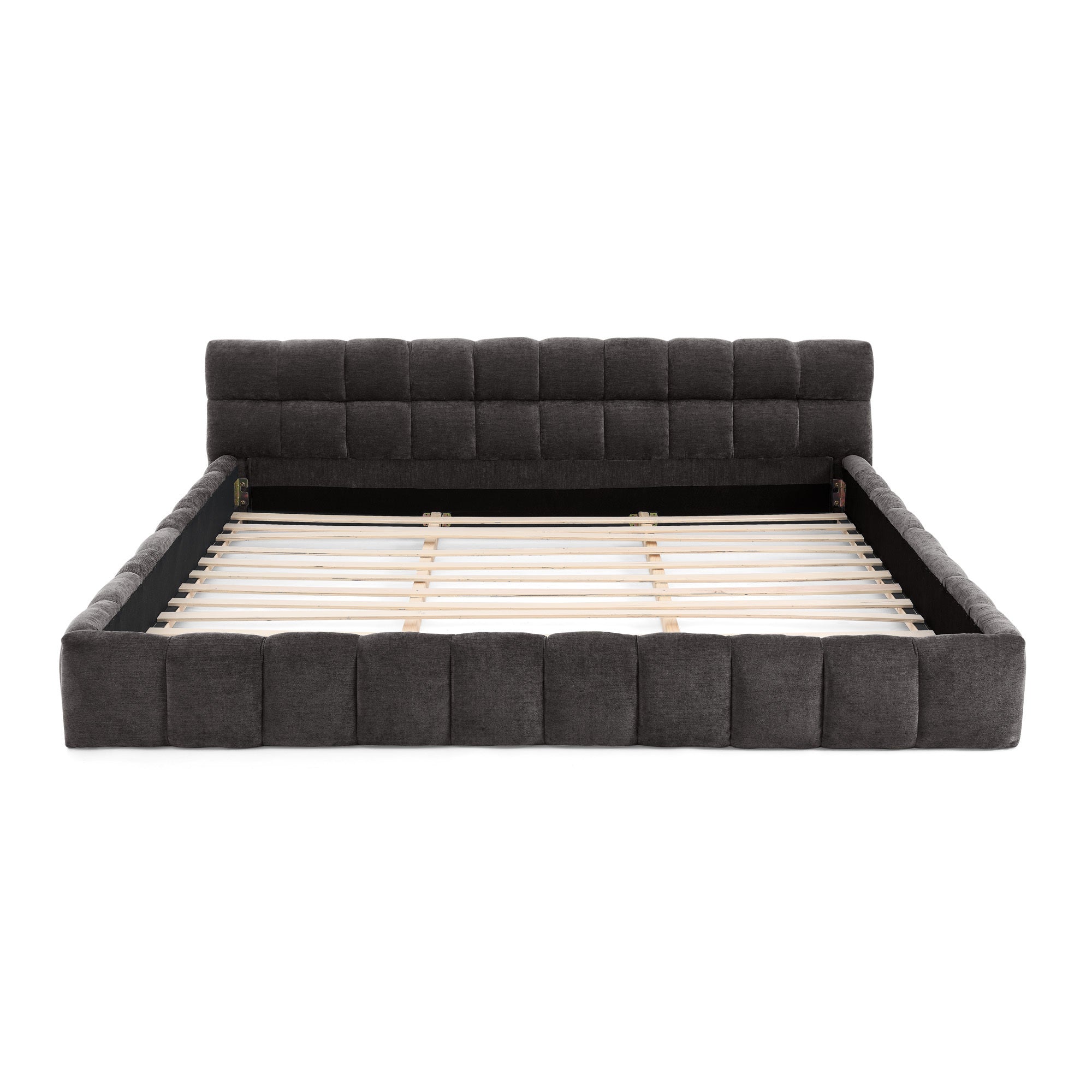 Upholstered Bed Frame with Thick Chenille Fabric, Grounded Platform