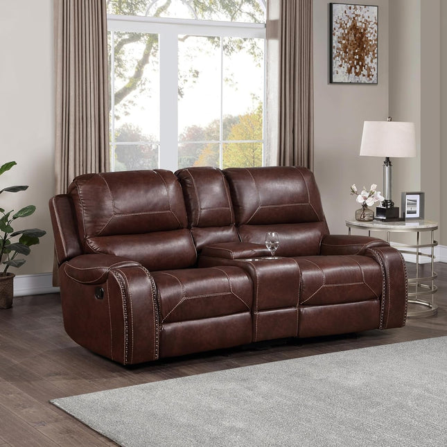 Brown Glider Recliner Loveseat with USB-0