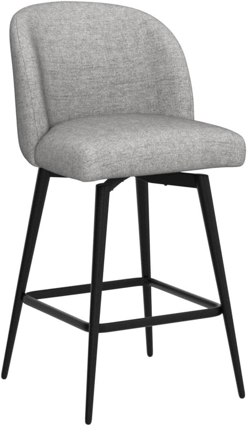Gray bar stool with black legs on a white background