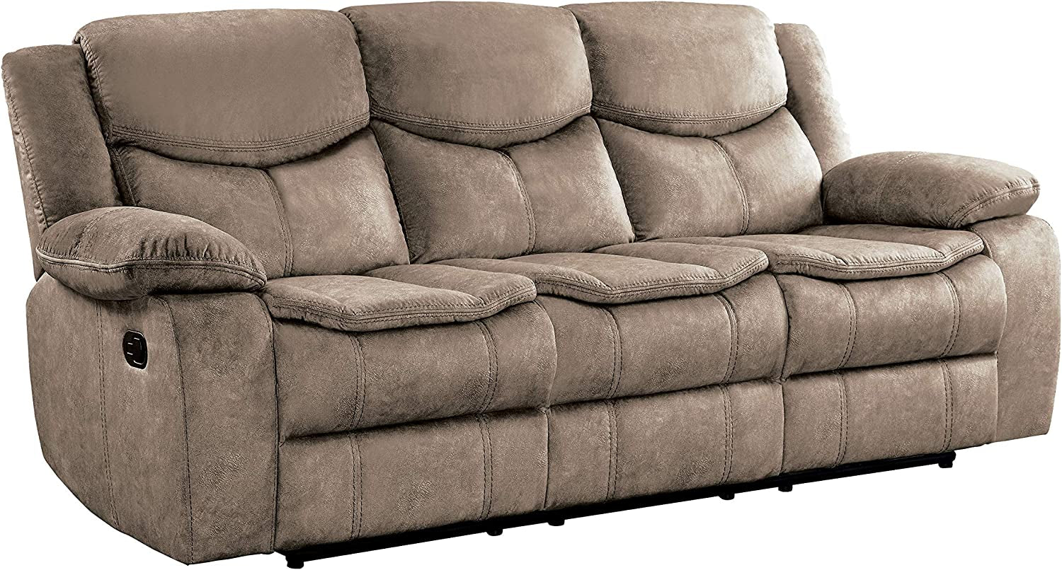 Beige reclining sofa on a white background