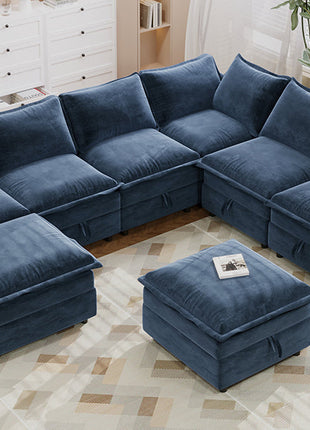 Mirod Versatile 8-Piece Modular Sofa Bed with Storage,Stylish Faux Double-Layer Cushions,Comfortable & Durable Design,Perfect for Any Living Space-2