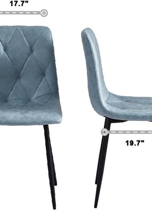 4 Set of Dining Chairs, Metal Frame Dining Chair for Kitchen Room,Technology Cloth Seat Chair for Living Room, Bedroom(Light Blue)-1