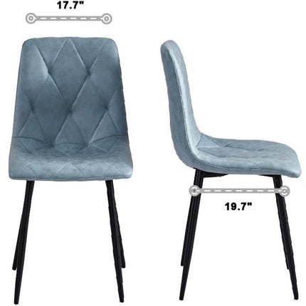4 Set of Dining Chairs, Metal Frame Dining Chair for Kitchen Room,Technology Cloth Seat Chair for Living Room, Bedroom(Light Blue)-1