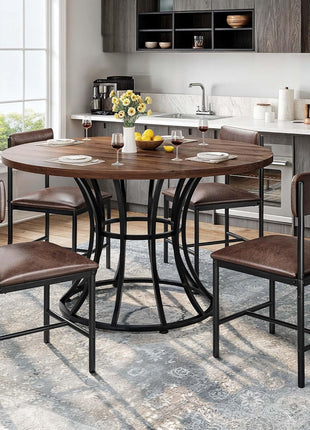 Dining Room Chairs Set of 4 Brown Upholstered Dining Chairs Modern Kitchen Chairs Faux Leather Restaurant Chairs with Metal Legs for Living Room Kitchen and Dining Room, 4 Pack-1