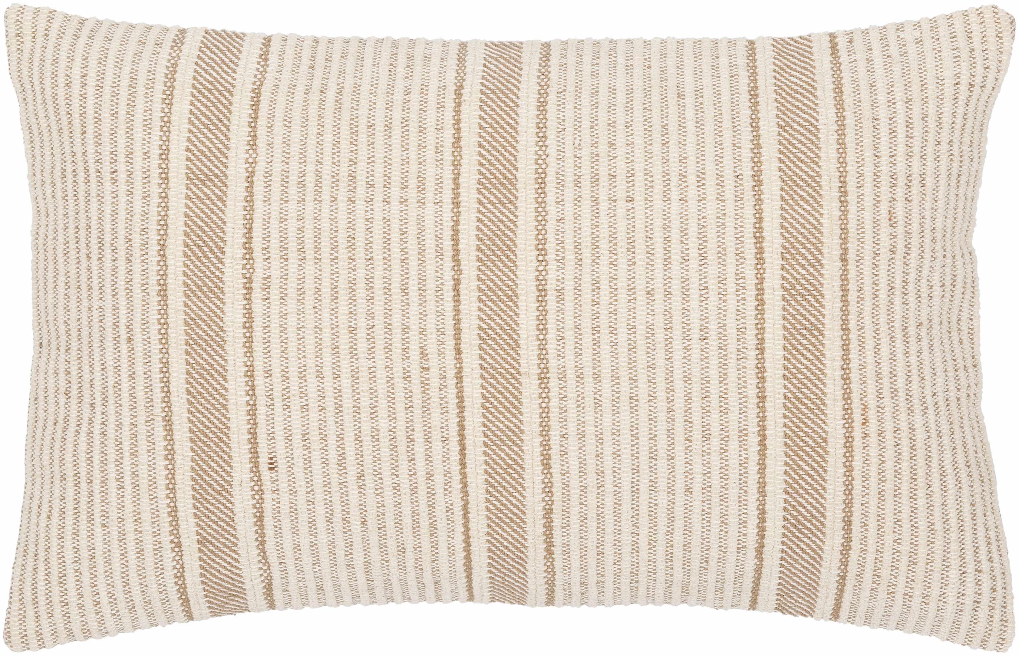 Textured pillow with horizontal stripes on a plain background