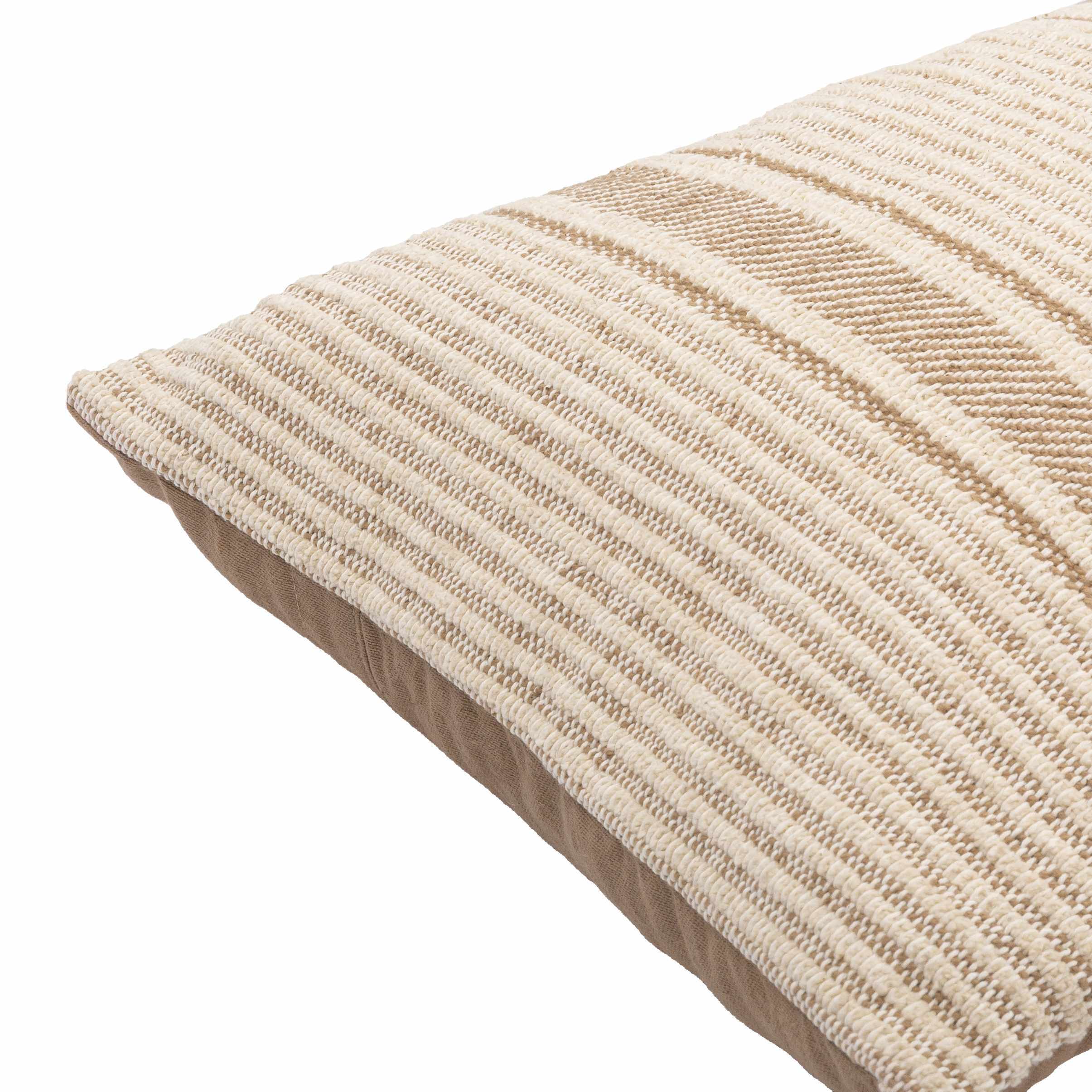 Beige textured pillow on a white background