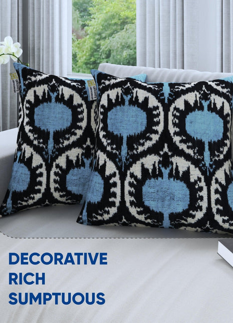 Canvello Black And Blue Throw Pillows | 18x18 | Set of 2
