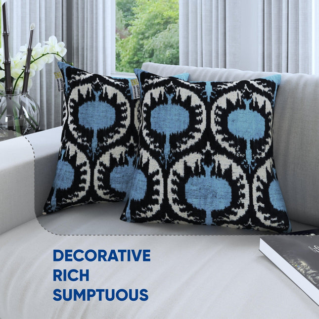 Canvello Black And Blue Throw Pillows | 18x18 | Set of 2