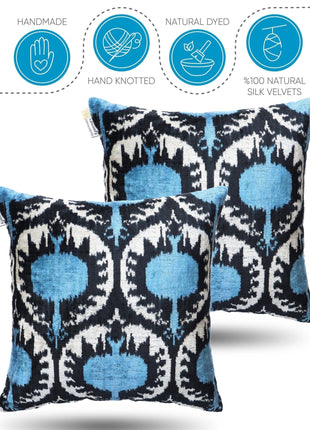 Canvello Black And Blue Throw Pillows | 18x18 | Set of 2