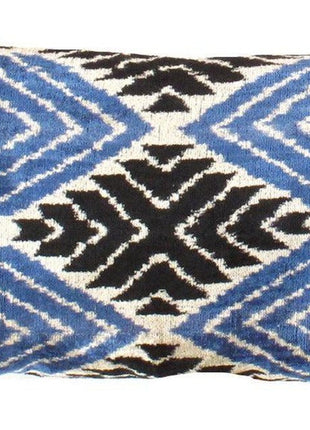 Canvello Black & Blue Silk Ikat Pillows - TI 156