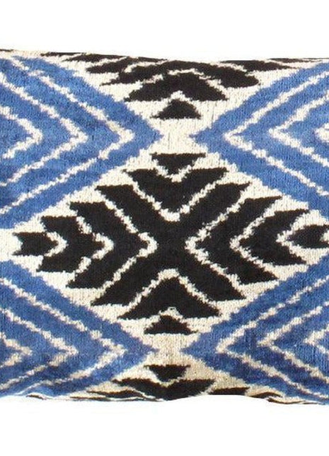 Canvello Black & Blue Silk Ikat Pillows - TI 156