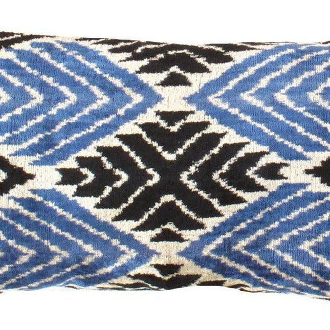 Canvello Black & Blue Silk Ikat Pillows - TI 156