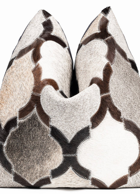 Canvello Genuine Cowhide Leather Decorative Throw Pillows - Handmade Patchwork Boho Accent Pillows For Sofa, Couch, Bed, Chair - Western Southwestern Farmhouse Pillow Covers With Feather Down Insert Included
