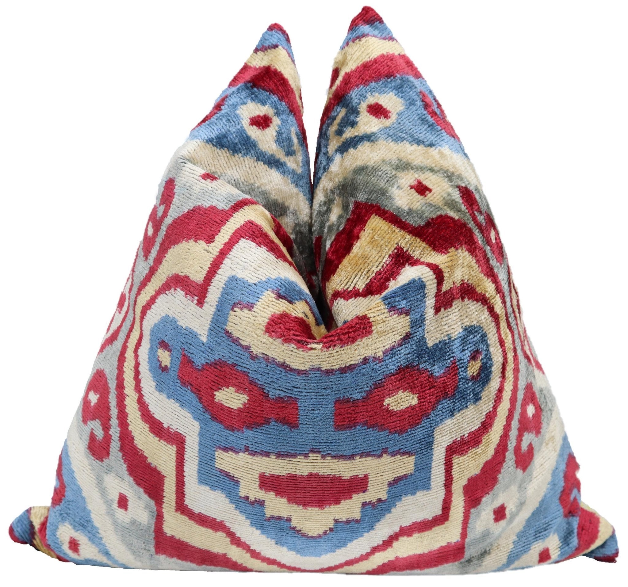 Decorative pillow with geometric pattern on a white background
