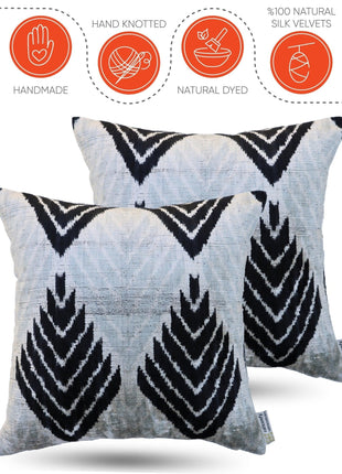 Canvello Handmade Luxury Black Silk Pillows - Set of 2 | 18x18 |